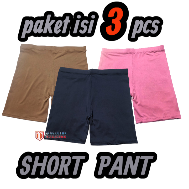 Paket Isi 3pcs Legging Hotpants/Shortpants Wanita Standar & Jumbo