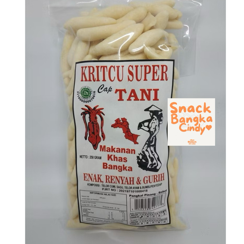 

Kerupuk Telor Cumi Kritcu Super Cap Tani Snack Bangka