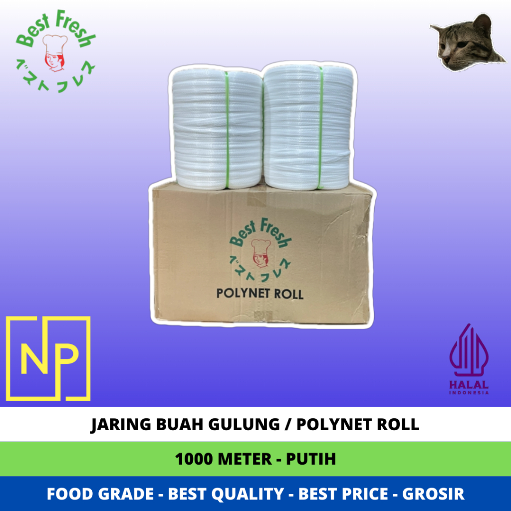 Jaring Buah Gulung / Polynet Roll - BEST FRESH - 1000 Meter - Food Grade - Putih - Grosir