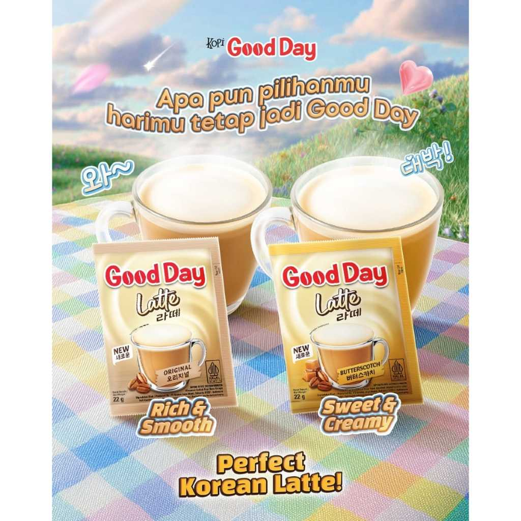 

Good Day Latte Butterscotch & GoodDay Latte Original 1 Renceng Isi 10 Sachet