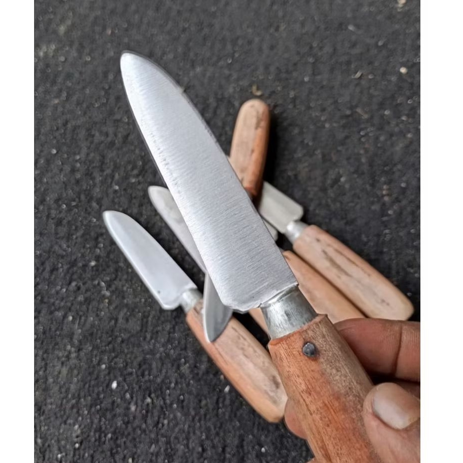 Pisau dapur  tajam siap pakai bahan baja gergaji handel kayu keling paku