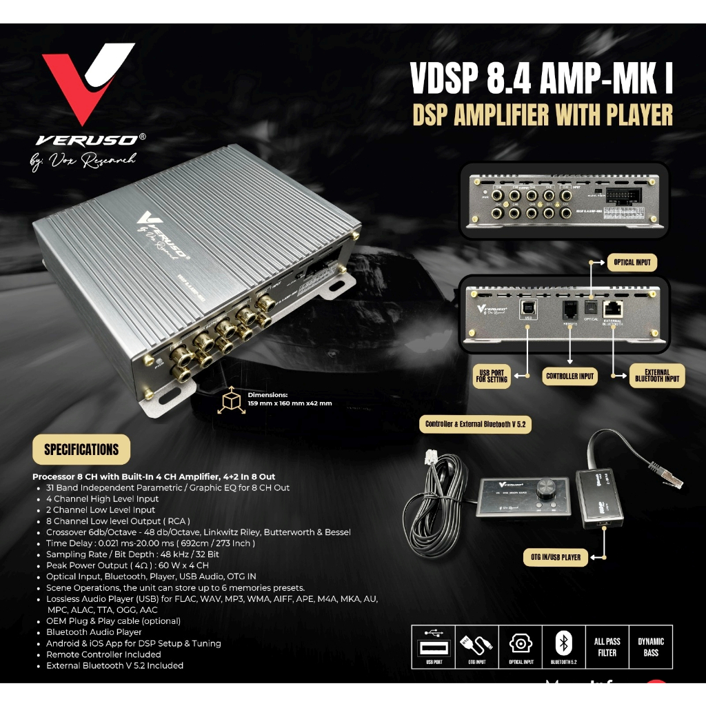 DSP VERUSO Processor VDSP 8.4 AMP-MKl Processor Veruso 8.4 8 chanel BY VOX RESEARCH DSP VERUSO Proce