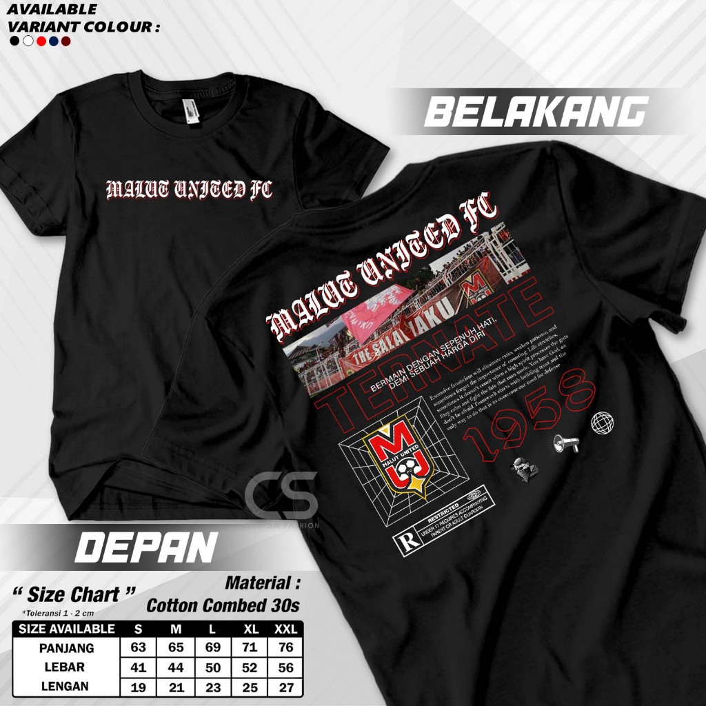 KAOS TSHIRT BAJU DEWASA MALUT UNITED FC TIM SEPAKBOLA COMBED