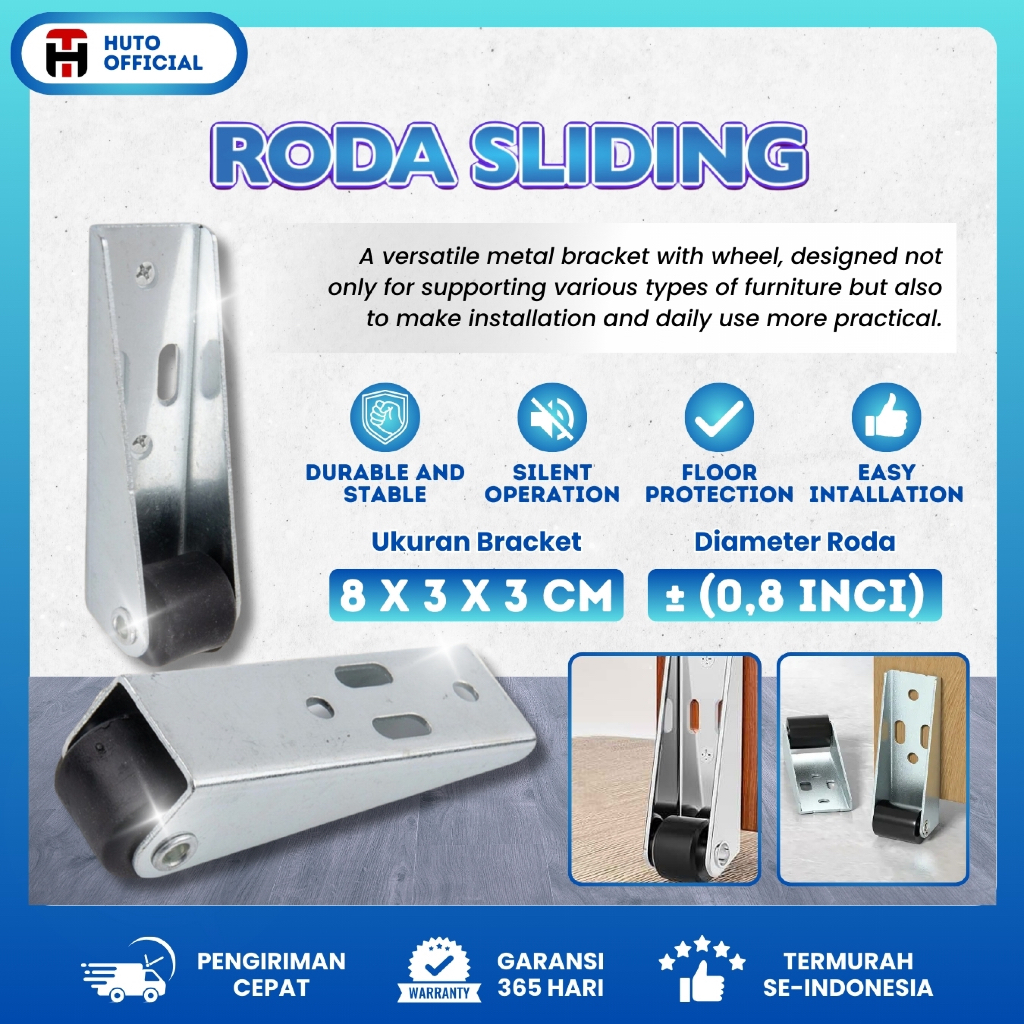 HUTO Roda Sliding Pintu Lemari Showcase Geser Lemari Kaca Aluminium Kayu Roda Sliding Door Universal