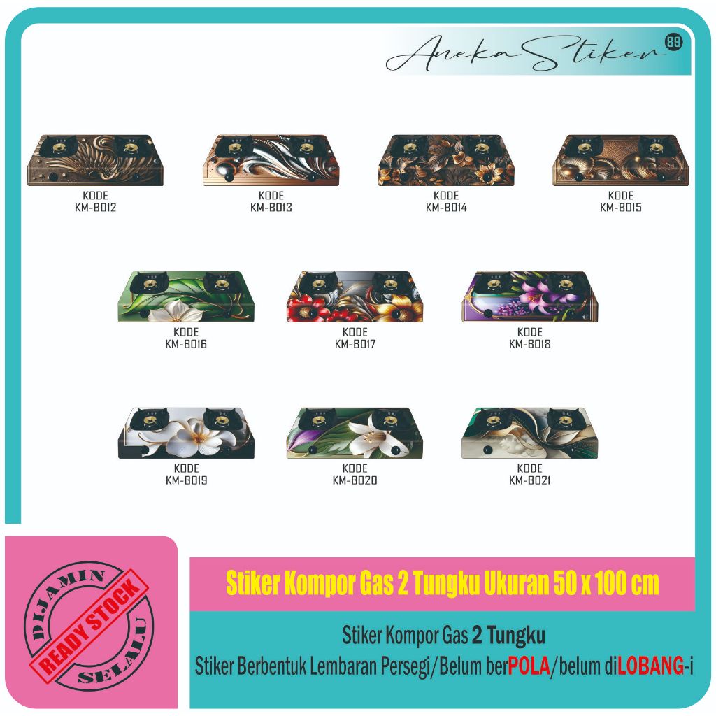 Stiker Kompor gas 2 Tungku Rinnai Motif Bunga Anti Panas Tahan Lama