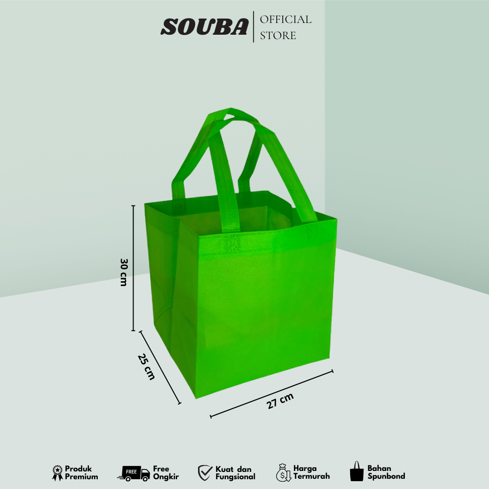 

Tas Spunbond Polos – Ukuran 25x27x30 cm. Tas Kain Hajatan Spunbond / Tas Nasi Kotak (60 Pcs)