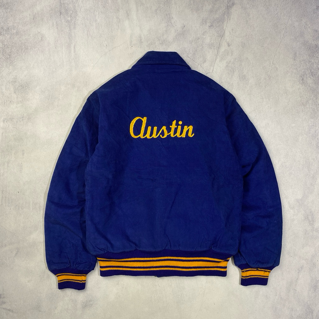 Vintage 80s Marquarts Sportswear Chain Stitch Corduroy Varsity Jacket Casual Harrington Work Jacket