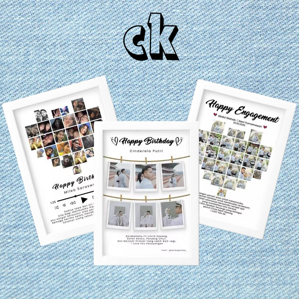 Custom Bingkai Gift Polaroid Kado Cowok Cewek Hadiah Ulang tahun Anniversary Wisuda Kado bestie