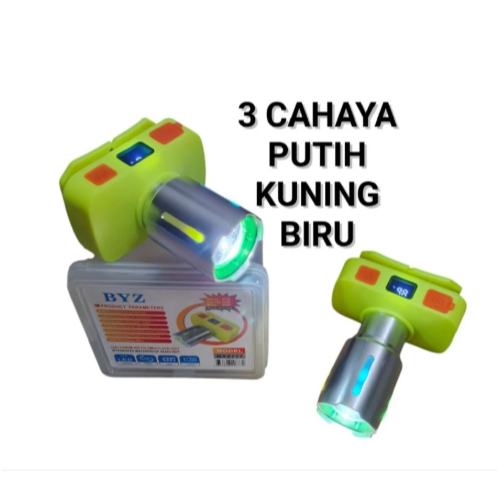 Senter Kepala Zoom BYZ - 777 Led Laser 3 Warna Cahaya Putih Kuning dan Biru Waterproof