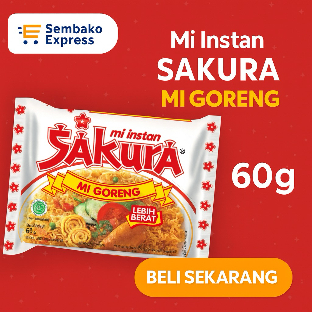 

Sakura Mi Instan Goreng 60gr – Mi Ekonomis, Rasa Tak Tertandingi