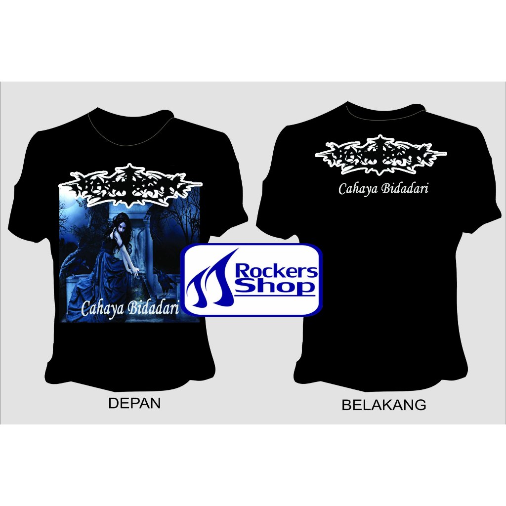 KAOS BATU NISAN CAHAYA BIDADARI LOGO HITAM INDONESIA GOTHIC METAL
