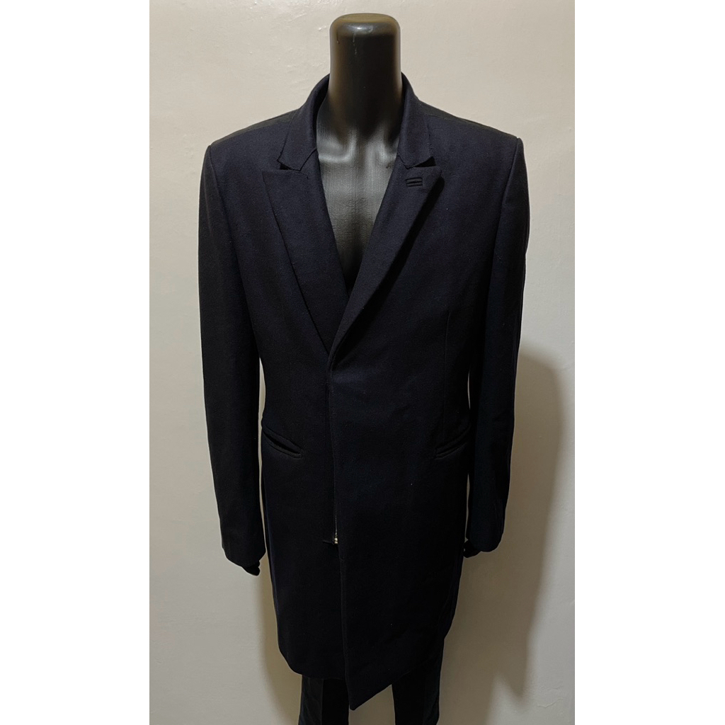 zara man long coat navy casual L/xla