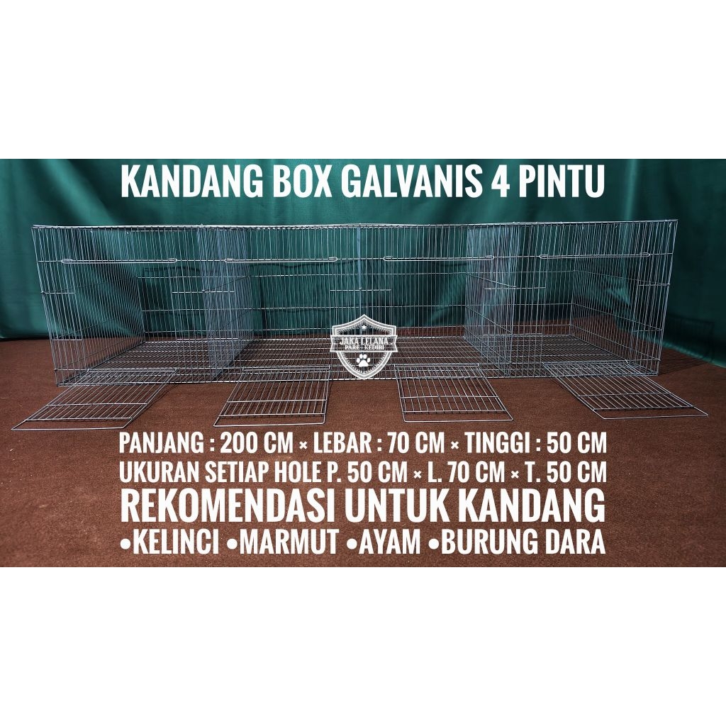 KANDANG P.200 CM × L.70 CM × T.50 CM KELINCI 4 PINTU HOLE PEMBESARAN GALVANIS