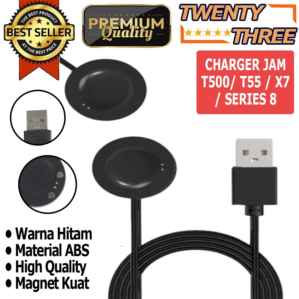 Kabel Charger Power Casan Smartwatch Jam Tangan T500+ Pro / T55 / T55+ PRO / X6 / X7 / W6 / T900 /M8
