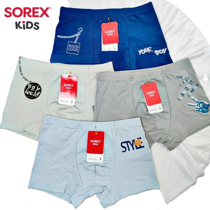 3pcs Celana Dalam Anak Laki Laki CD Boxer Segiempat Anak Cowok Sorex Kids Super Soft