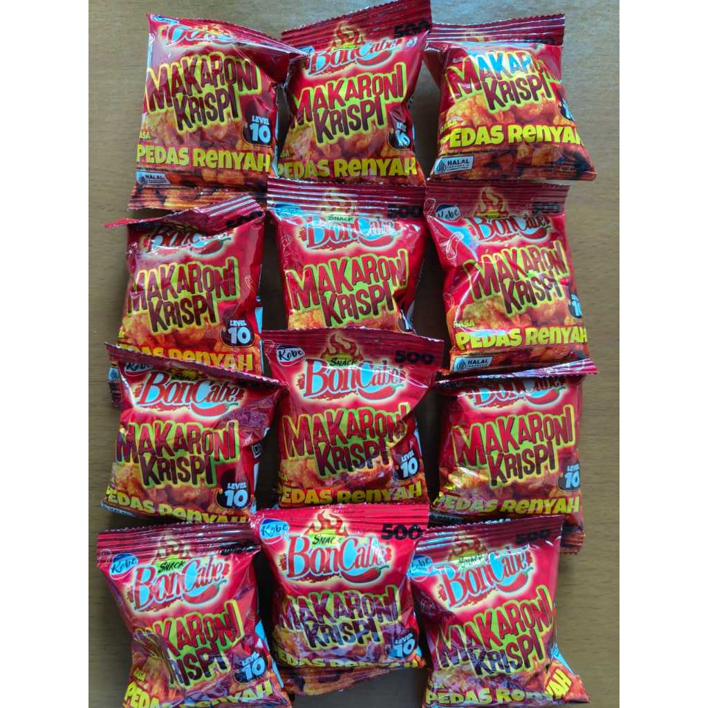 

(1 PACK = 20 PCS) MAKARONI BONCABE MINI KECIL 500 LEVEL 10 PEDAS RENYAH