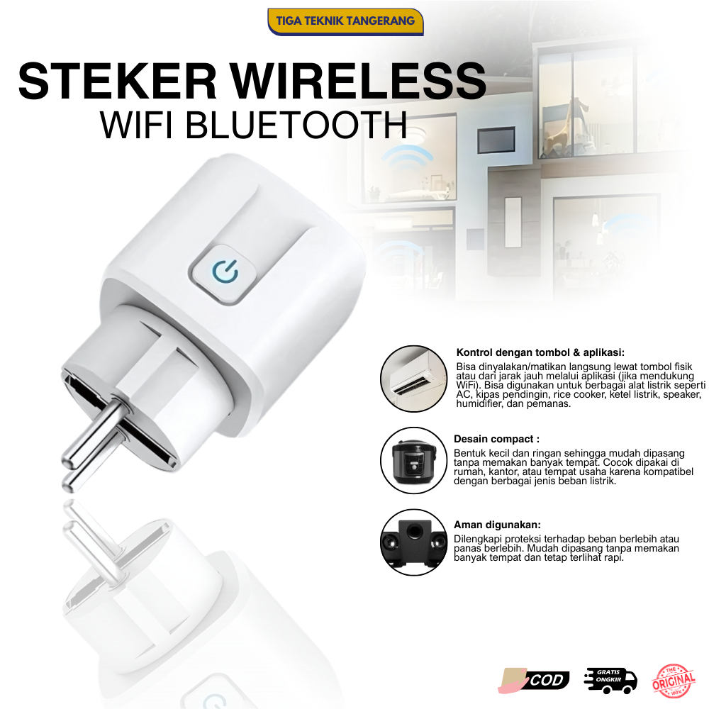 Steker Wirelles Wifi Bluetooth Stop Kontak Pintar Jarah Jauh