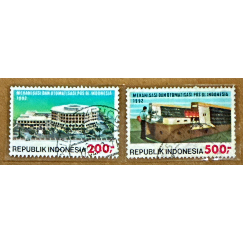 

(BA) PRANGKO INDONESIA 1992 MEKANISASI DAN OTOMATISASI POS DI INDONESIA 2V USED COMPLIT SET.