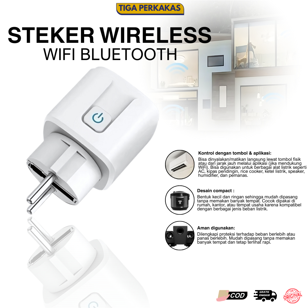 Steker Wirelles Wifi Bluetooth Stop Kontak Pintar Jarah Jauh
