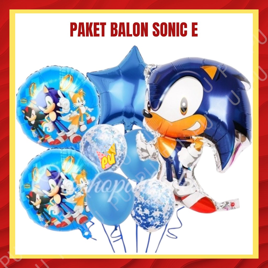 Paket Balon SONIC THE HEDGEHOG E / Dekorasi Ulang Tahun Super Sonic