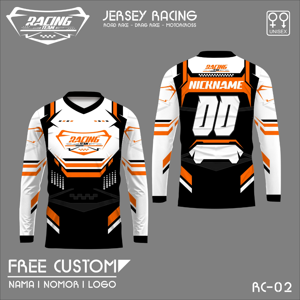 Jersey racing kaos baju racing team free custom lengan panjang