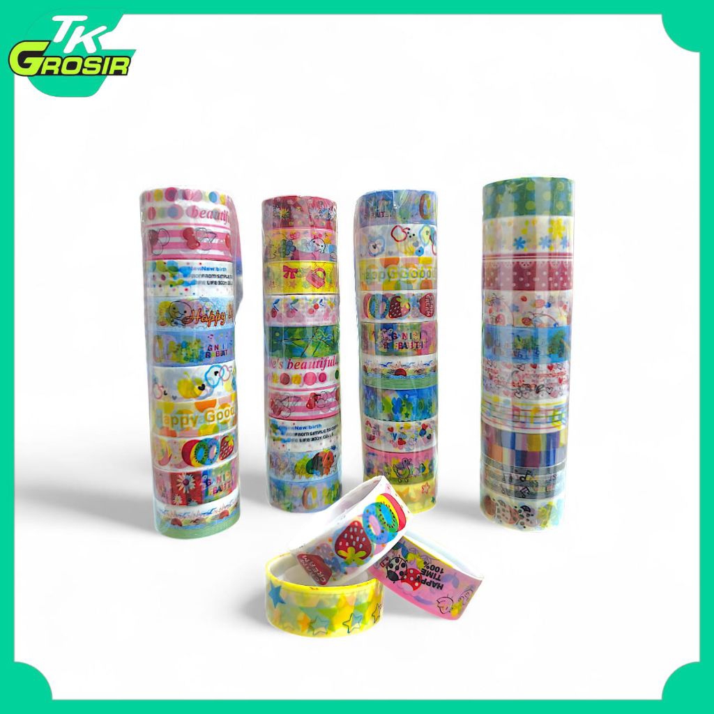 

10 roll Isolasi Fancy Kado Motif Lucu / Decorative Tape / Washi Tape untuk Hiasan & Bungkus Hadiah