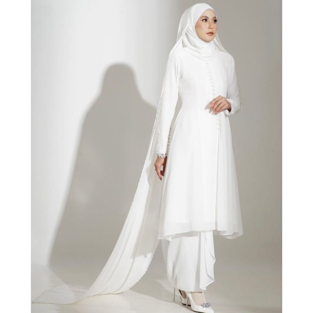Fairy Dress Setelan Kurung Malaysia - dress akad prewedding putih gaun pernikahan custom murah