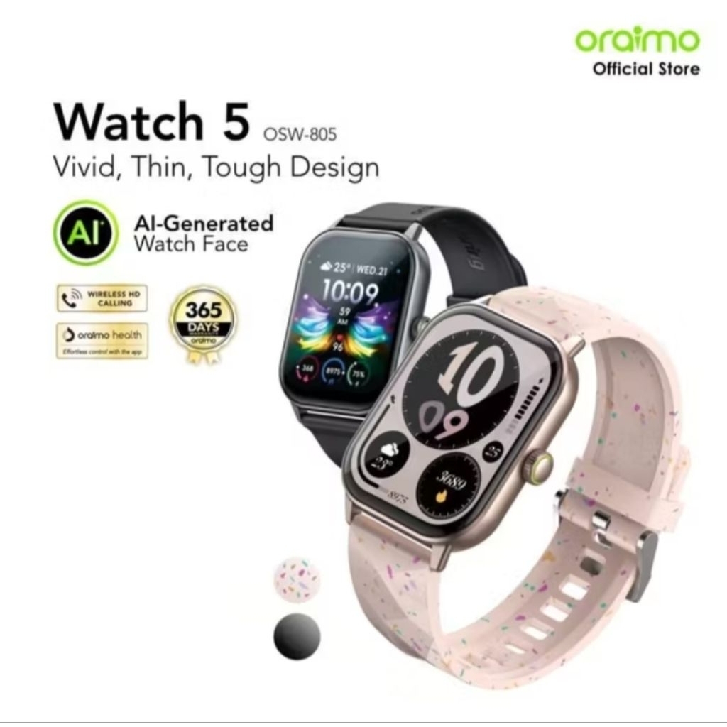 (NEW LAUNCHING) oraimo Watch 5 Smartwatch OSW-805 Jam Tangan Pintar Layar Besar 2.01" Bluetooth Anti