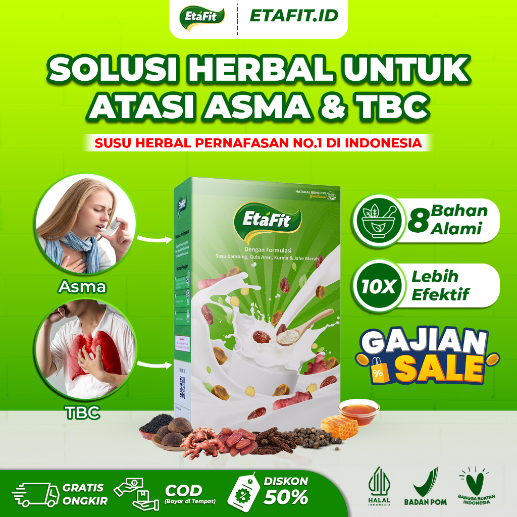 

ETAFIT Susu Kambing Etawa Bubuk - Obat Herbal Asma Tbc Ispa Bronkitis Detox Paru Basah Paling Ampuh