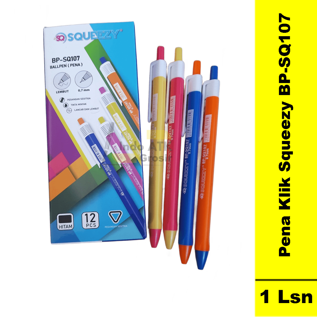 

1Kotak Isi 12Pcs Pena Klik Squeezy