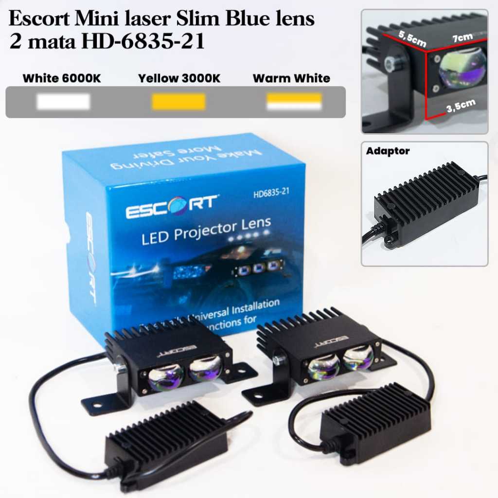 SQL Lampu Projie 2 Mata SLIM BLUE LENS / Lampu Sorot 2 Lens TIPIS / LED Lampu Tembak Dual Mini Proji