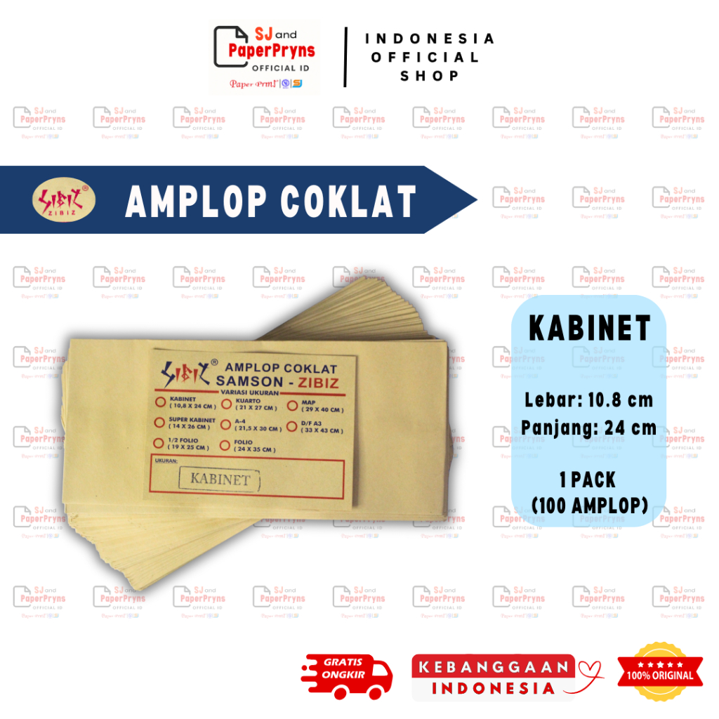 

Amplop Coklat Kabinet Zibiz (10.8x24 cm) – 1 Pack 100 Lembar