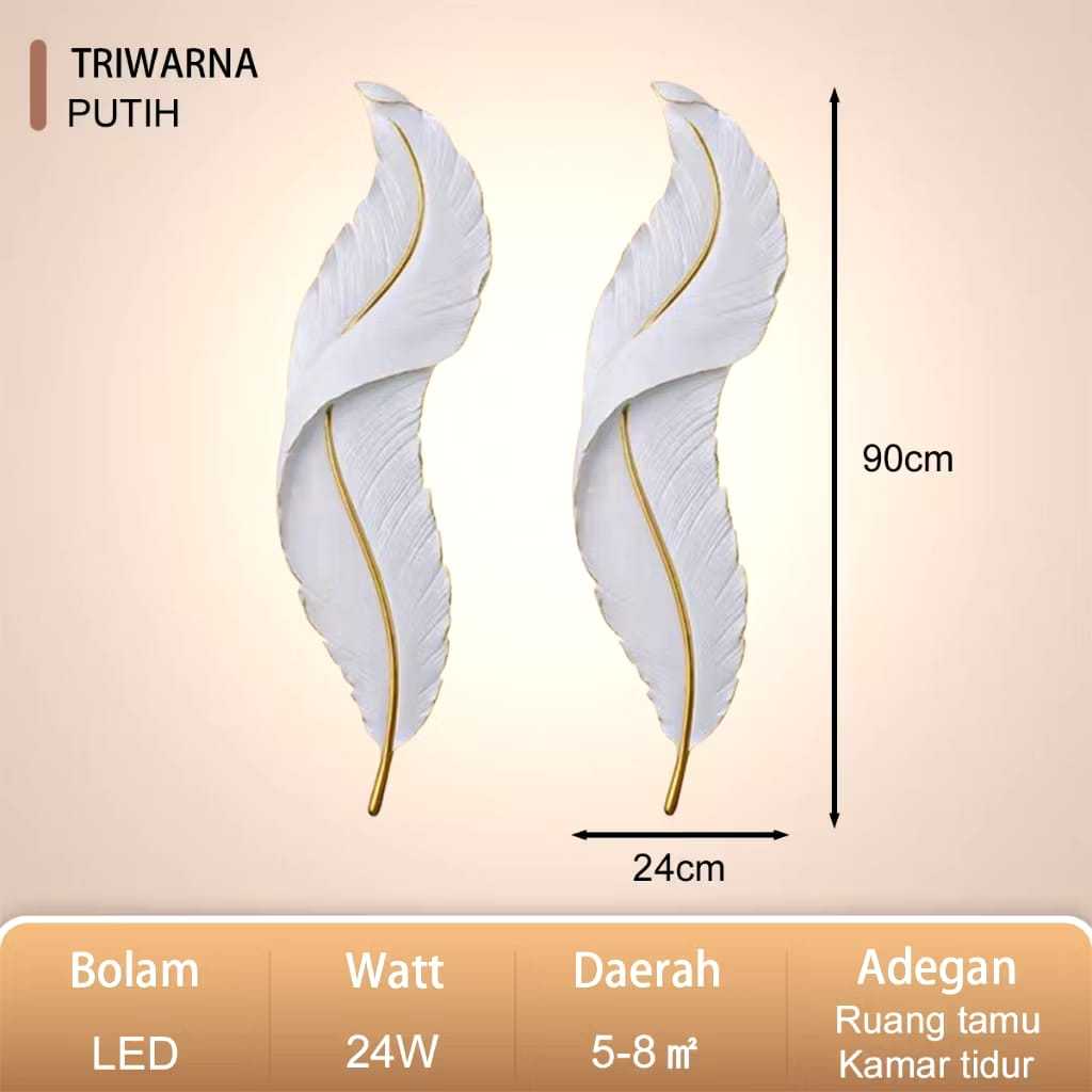 ( 2 PCS ) 1 Set Walldecor Lampu Dinding LED Bulu Angsa Aesthetic /Lampu Hias Bulu Angsa LED