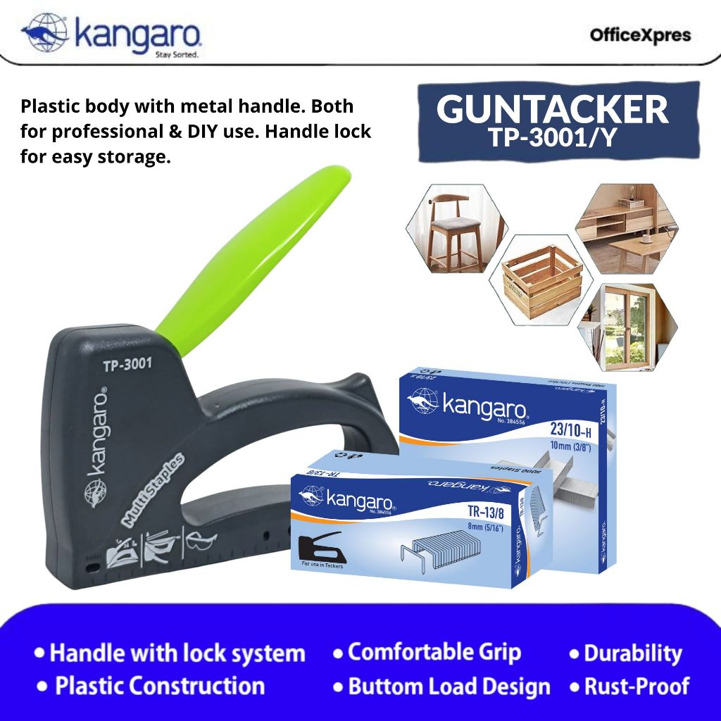 

Guntacker TS-3001/Y Kangaro / Alat Stapler Tembak Kayu / Multi Staples Guntacker TS 3001/Y / Stapler Tembak Jok Kulit Motor / Gun Tacker TP-3001/Y KANGARO