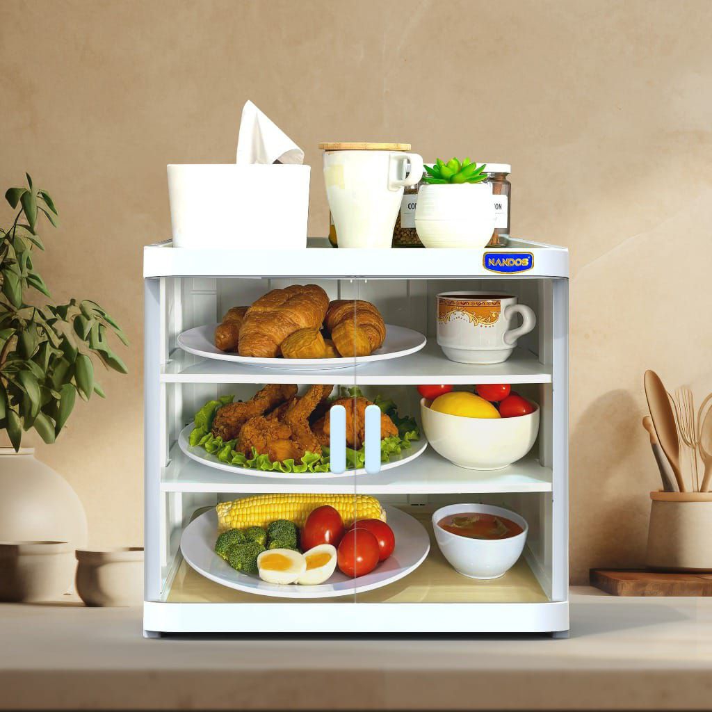 Food Cabinet NANDOS 3 Susun - Rak Plastik Serbaguna - Tempat Penyimpanan Makanan & Kosmetik Tempat O
