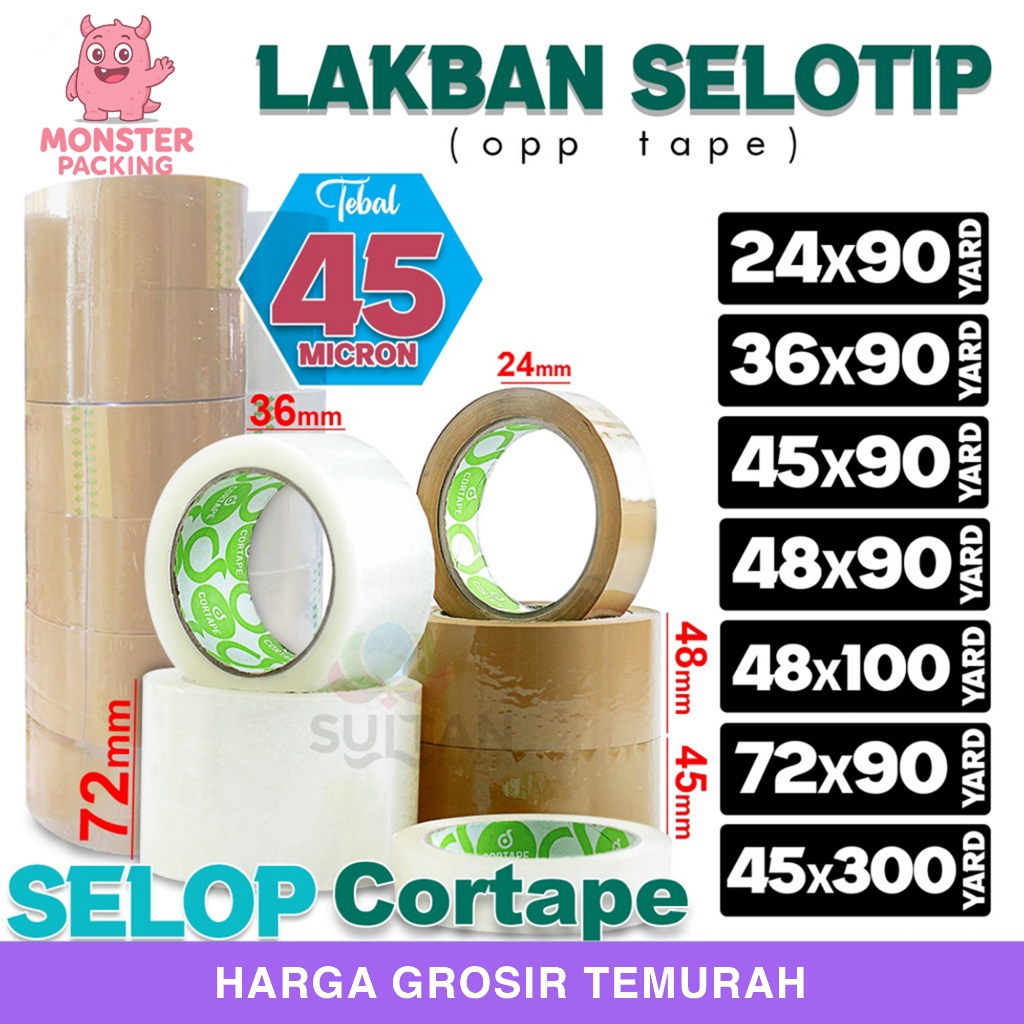 

Lakban Isolasi Selotip Plakban OPP Tape CORTAPE TERMURAH Varian / SELOP