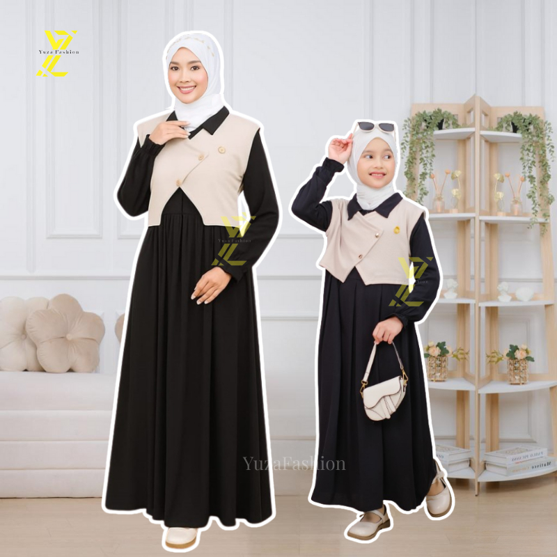 Gamis Couple Ibu Anak Bahan Rayon Twill  / Baju Muslim Couple Mom Kids / Baju Gamis lebaran Gamis An