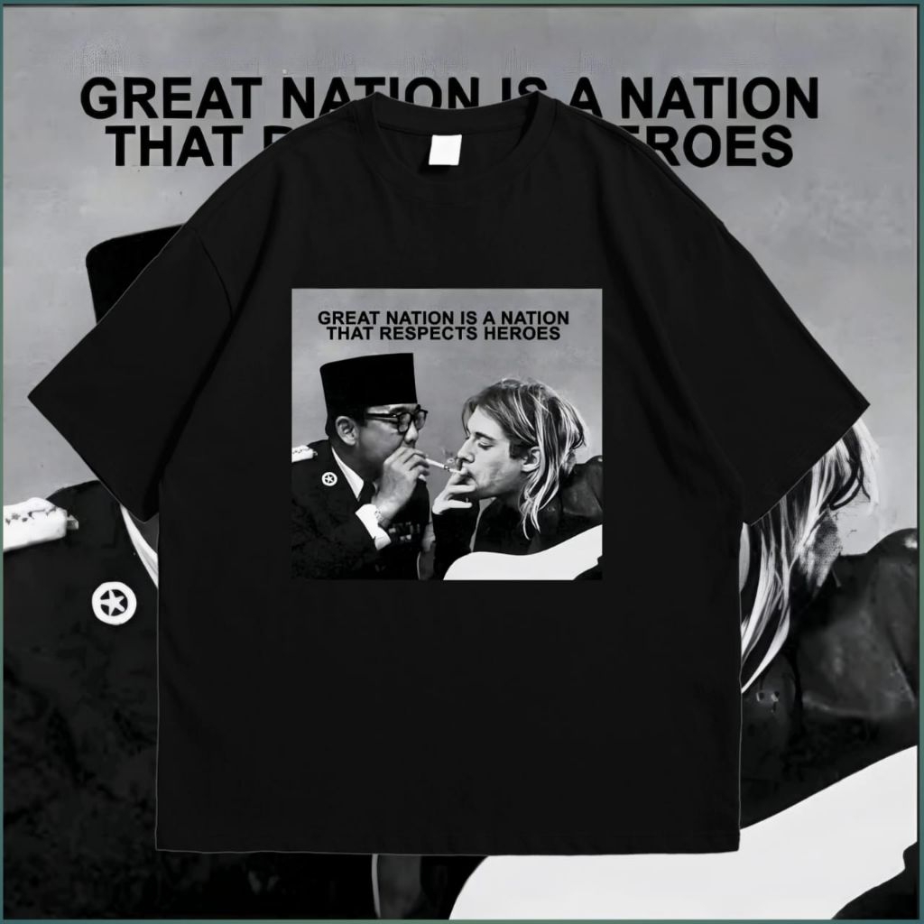 Kaos Soekarno x Kurt Cobain / Baju Distro Soekarno x Kurt Cobain / Pakaian pria wanita / Atasan