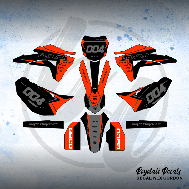 DECAL STICKER KLX GORDON (004) DEKAL STIKER FULLBODY MERAH KUNING HIJAU BIRU GOLD EMAS OREN ORANYE O