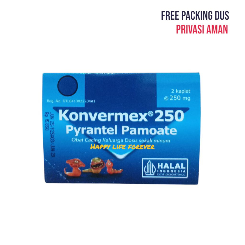 konvermex 250 - pyrantel pamoate - obat cacing keluarga - 2 tablet