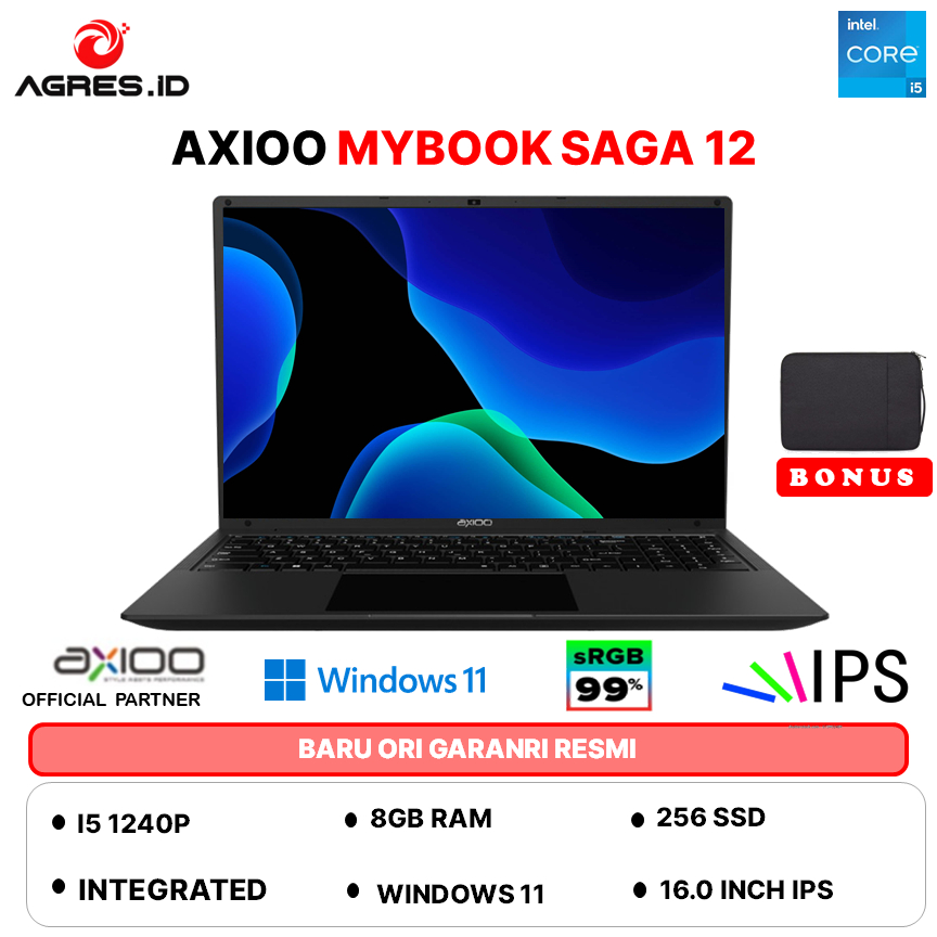 AXIOO MYBOOK SAGA 12 I5 1240P 8GB 256GB W11+OHS 16.0WQXGA 2.5K GRY