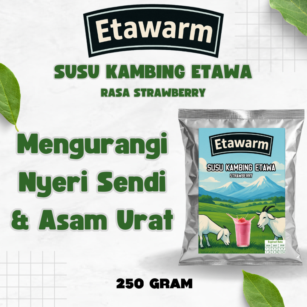 

Susu Kambing Etawa Bubuk Varian Rasa Strawberry 250gr | Etawarm Untuk Nyeri Sendi