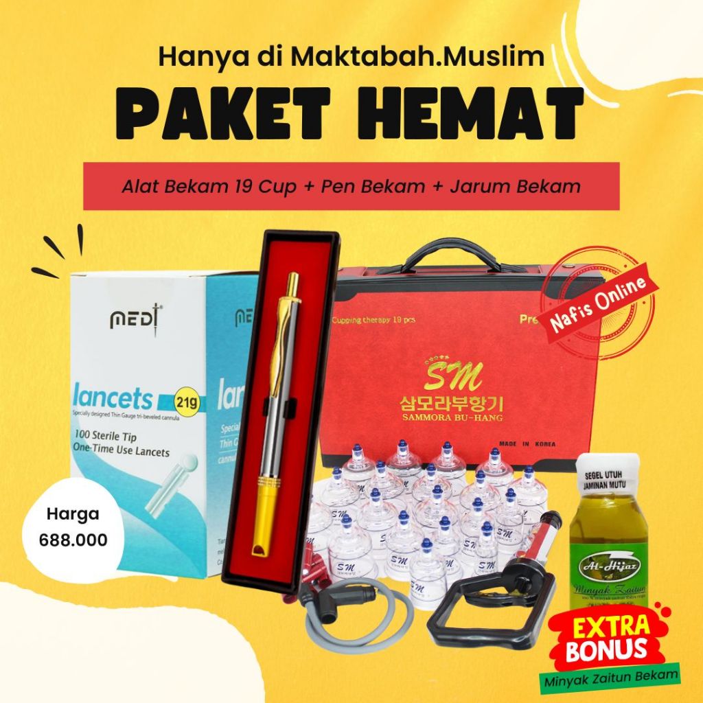 Paket Alat Bekam Lengkap + Pen Bekam + Jarum Bekam + Bonus Minyak Zaitun