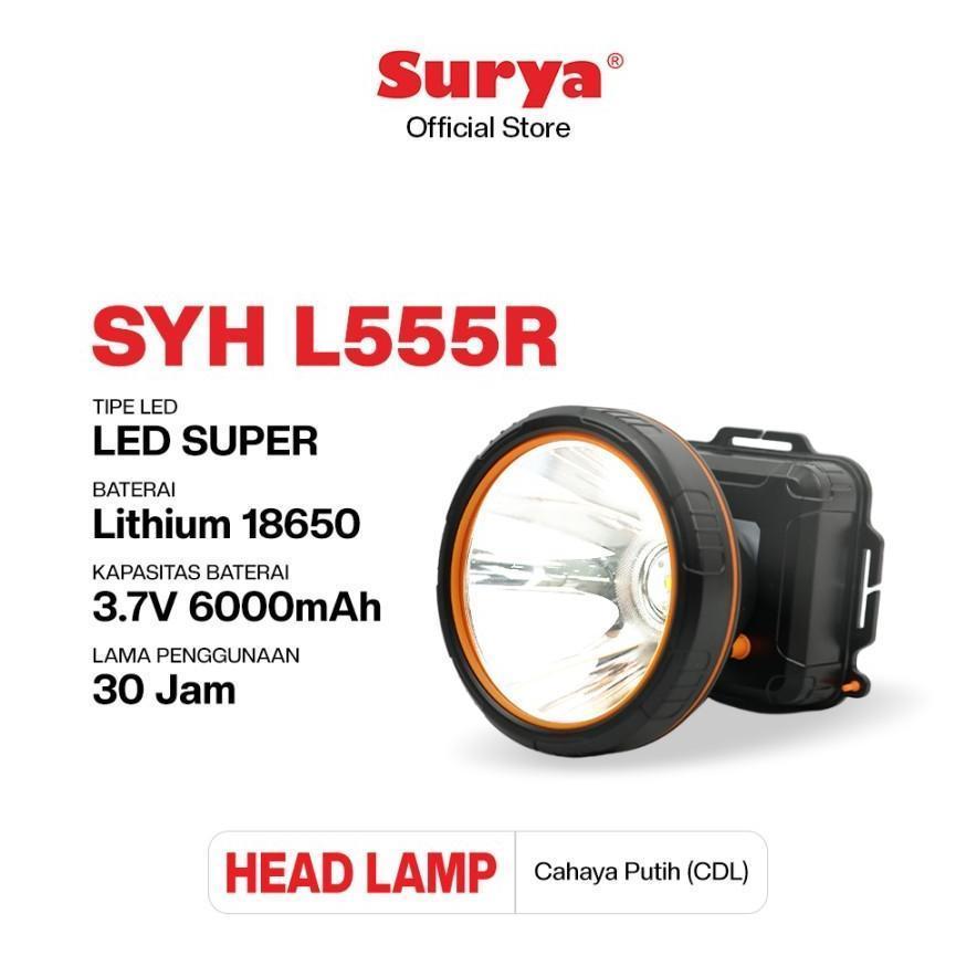 Senter Kepala Surya Head Lamp SYH L555R 55watt Putih