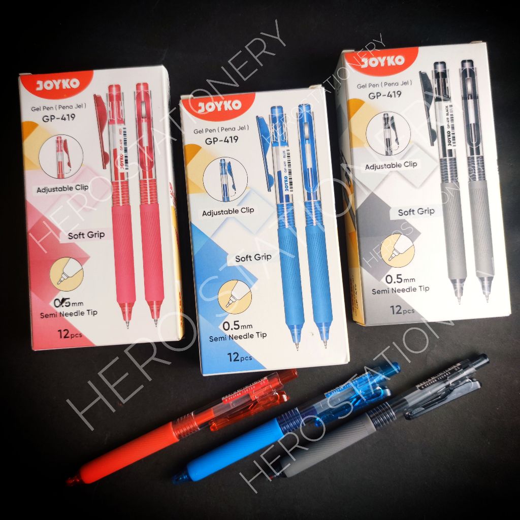 

Pen gel ctek retractable soft grip joyko 0.7 mm GP-419 . 12 unit
