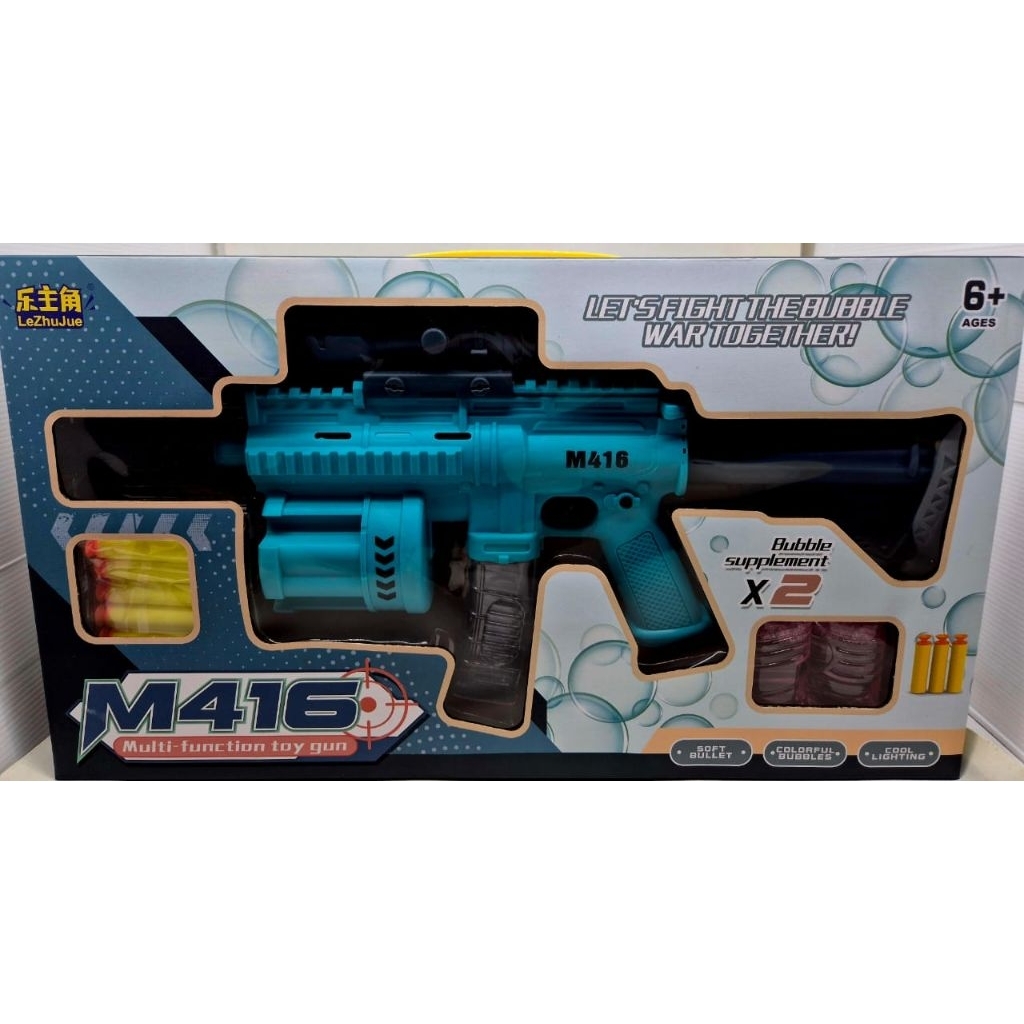Mainan anak senjata pistol M416 multifunctional gunnurf bubble pistol bubble bunyi