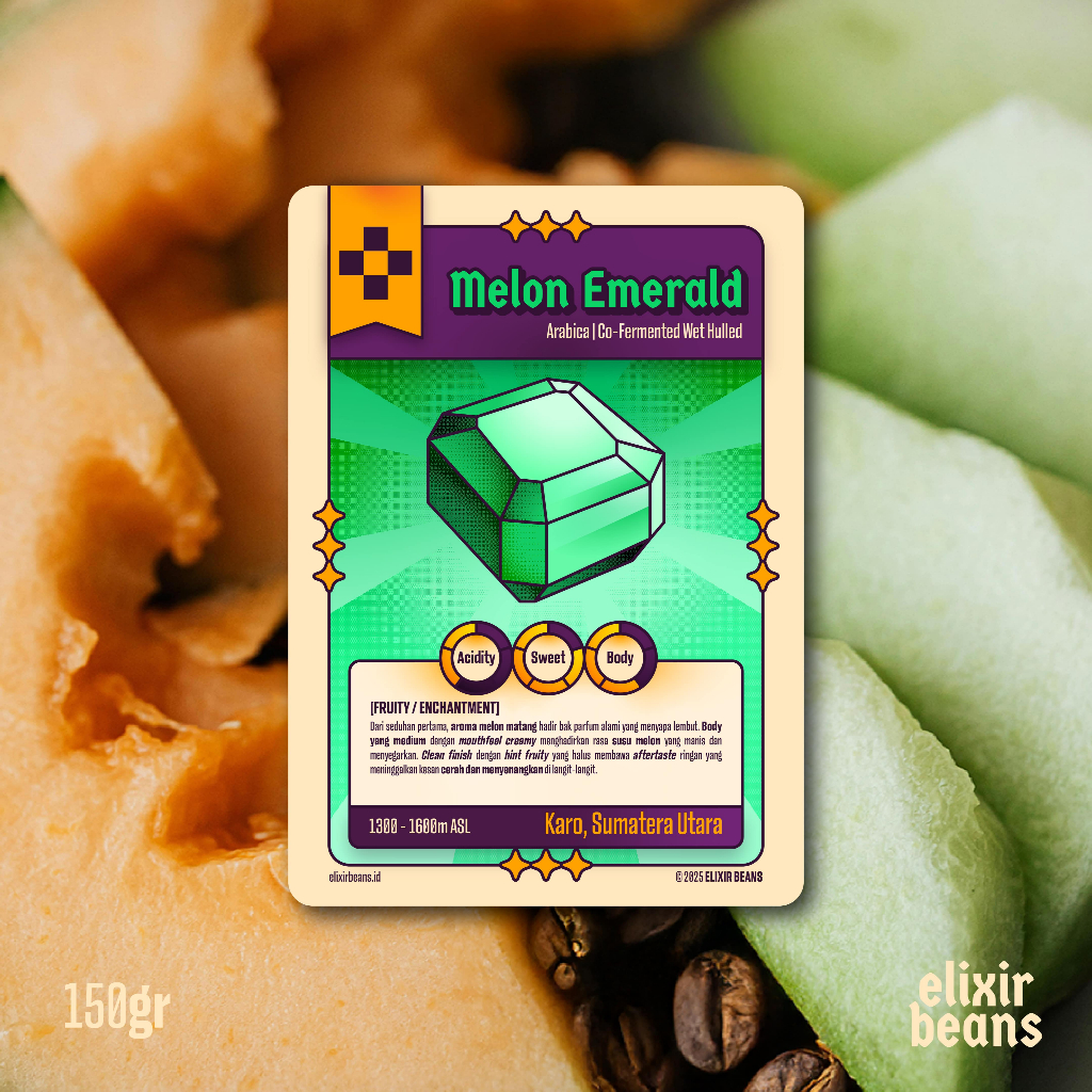 

Biji Kopi Arabika Melon Emerald Enchantment Series pronounced cofermented - Elixir Beans