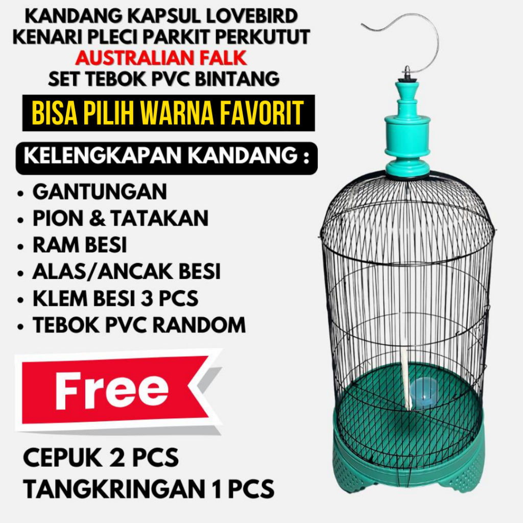 Sangkar Kandang Burung Besar Extra Jumbo Diameter 33cm Tebok OVAL/KAPSUL Besi | Sangkar Lovebird Ken