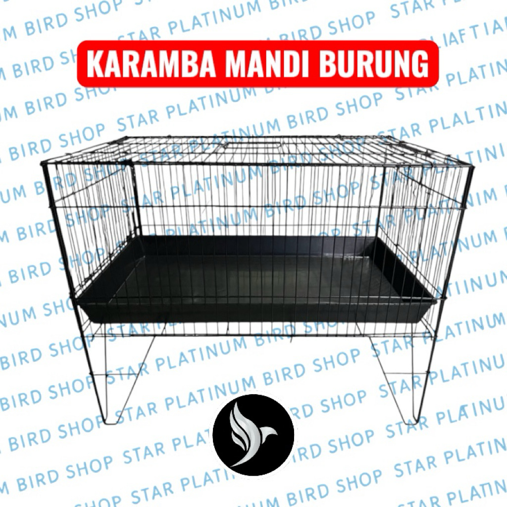 KARAMBA KERAMBA BAK MANDI SANGKAR MANDI BURUNG BESI SILVER DAN HITAM