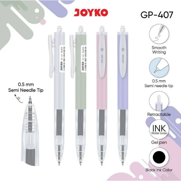 

Joyko GP-407 Gelpen / Pulpen Gel 0.5mm Black